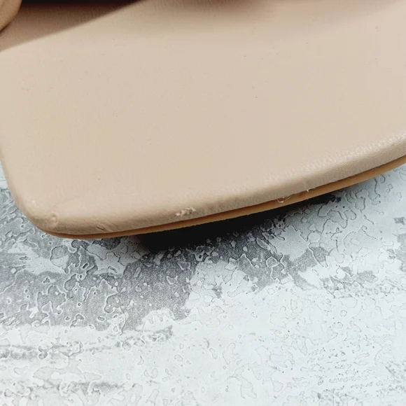 NEW Open Edit Saydee Tan Cream Block Heel Slip On Square Toe Sandals O816 - Picture 13 of 15